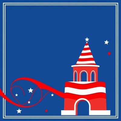 Red, white, and blue castle