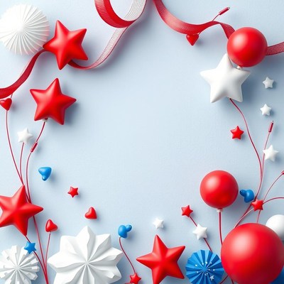 Red and white stars on blue background