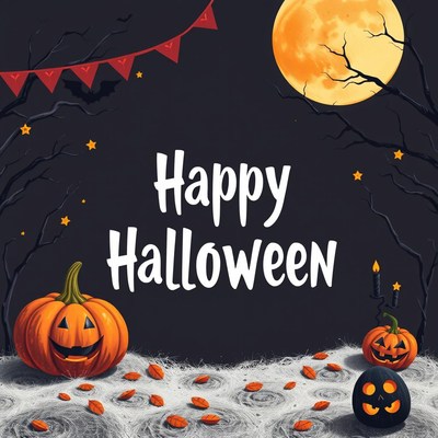 Happy halloween night scene