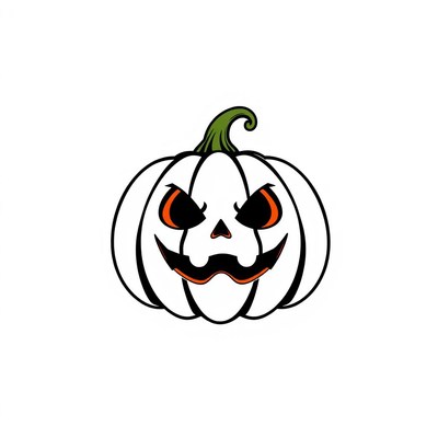 White pumpkin with evil smile