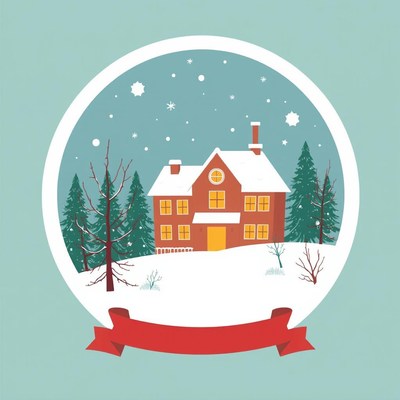 A snowy house in a winter scene