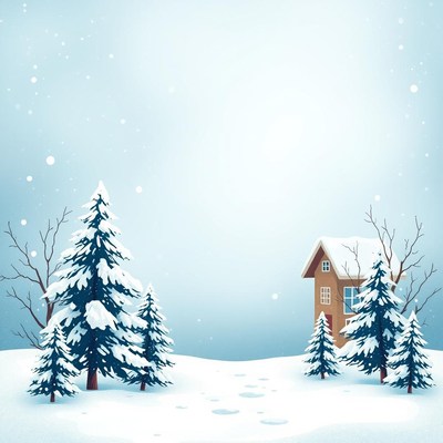 Snowy winter scene with a house