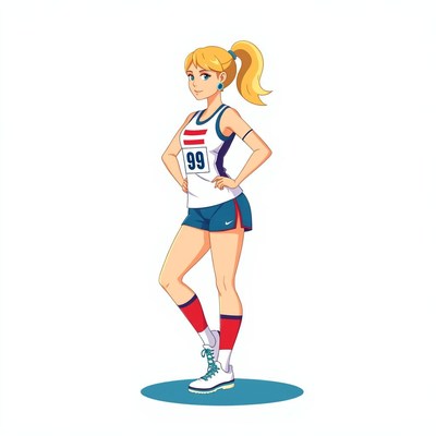 Woman in running gear stands ready