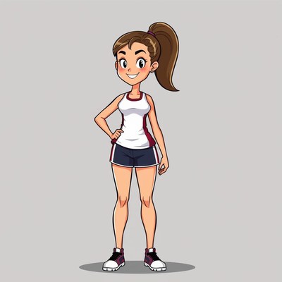 Cartoon woman in sportswear