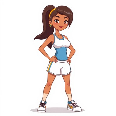 Cartoon girl in athletic wear