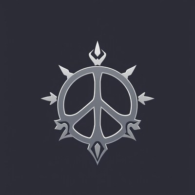 Silver peace sign with spikes