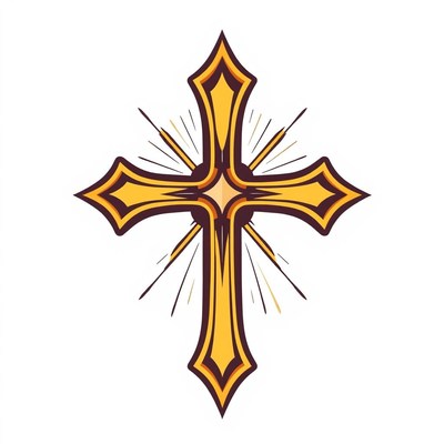 Golden cross with rays