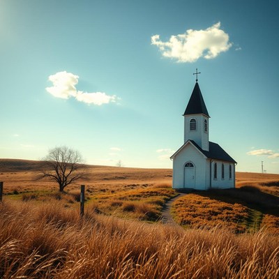 White church in a field