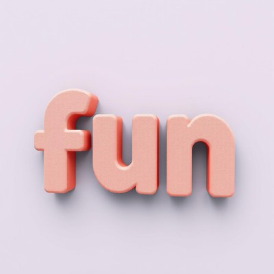Fun word in pink 3d render