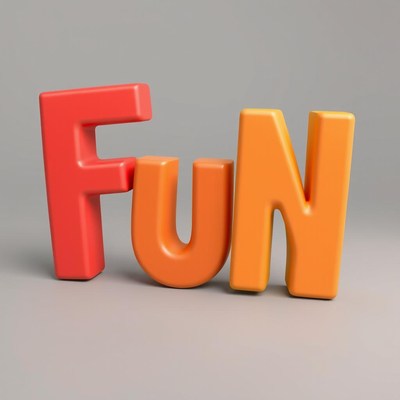 3d fun letters on grey background