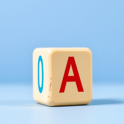 A wooden block with the letter a