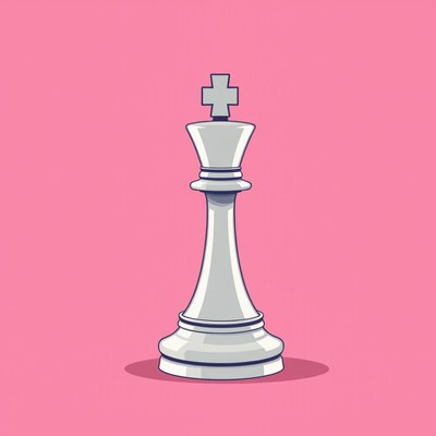 White chess king on pink background
