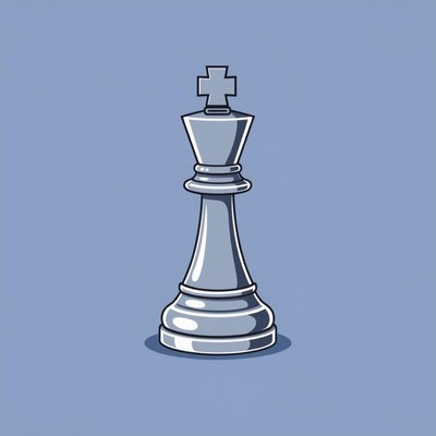 White chess king on blue background