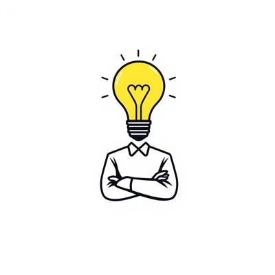 Person with lightbulb head