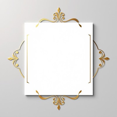 A white square with gold ornate frame