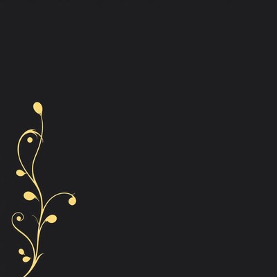 Golden floral design on black background