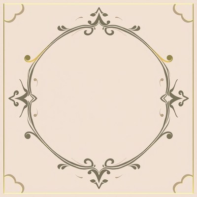 Ornate round frame with gold accents