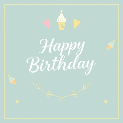 Happy birthday card with cupcake and hearts