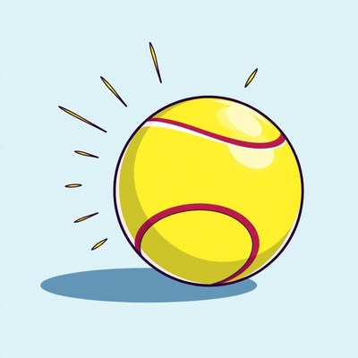 A yellow tennis ball with a shadow