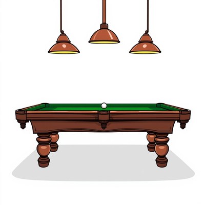 A pool table with overhead lights