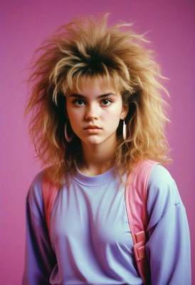 Young woman with big hair in the 80s