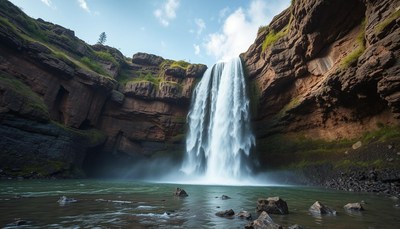 Tall waterfall in a canyon