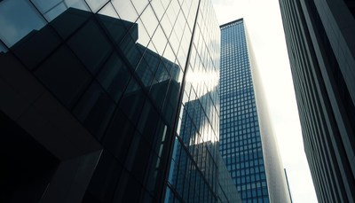 Glass skyscrapers in city
