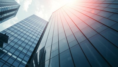 A skyscraper reflecting the sun