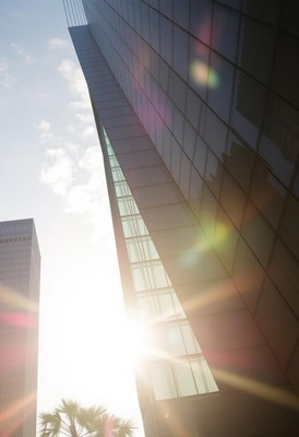 Sunlight reflecting off a modern building