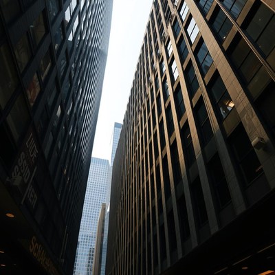Tall buildings in a city alleyway