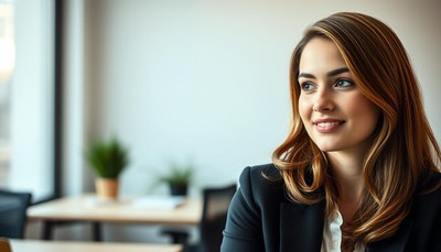 Woman smiling in modern office
