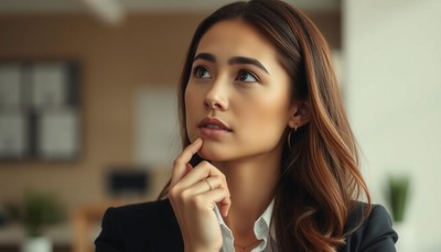 Woman thinking in office