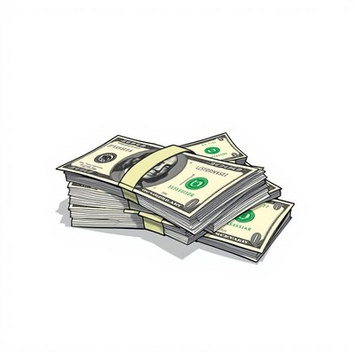 A stack of bills sits on a white background