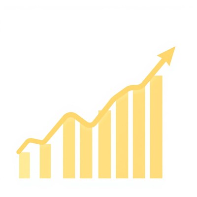 A yellow graph shows steady growth