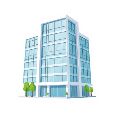 A modern office building with large windows