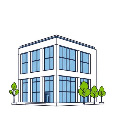 A modern office building in an urban setting