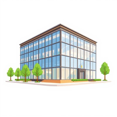 A modern office building with glass windows