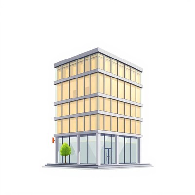 A modern office building with large windows