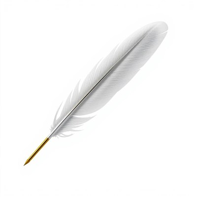 A white quill pen on a white background