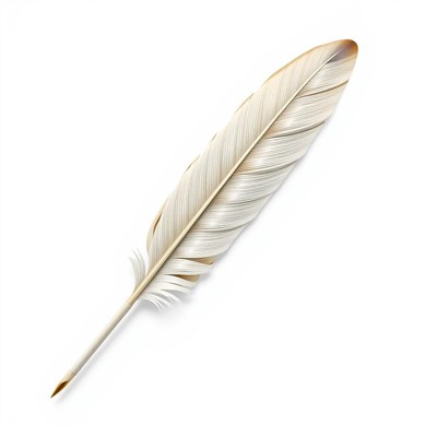 A white feather on a white background