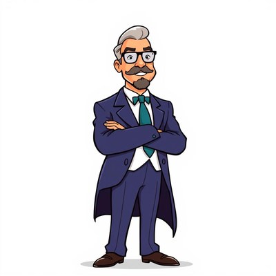 A man in a suit stands with his arms crossed