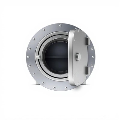 A small, silver safe is open