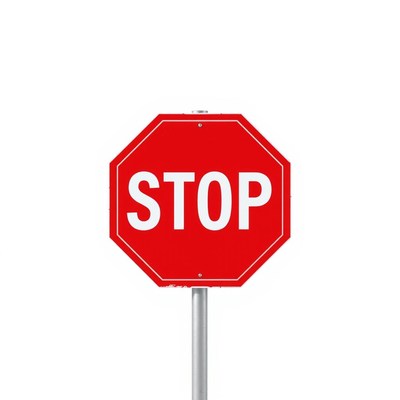 A red stop sign on a post