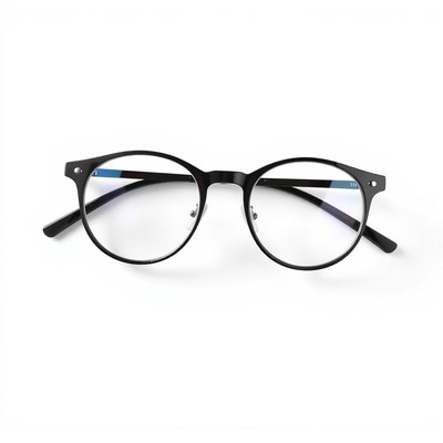 Black round eyeglasses on a white background