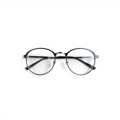 Black round glasses on a white background