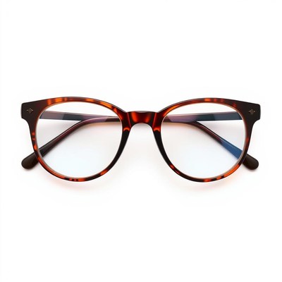 A pair of tortoiseshell glasses with round frames