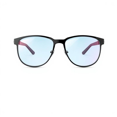 Black blue light glasses with red accents