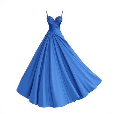 A blue dress with a sweetheart neckline and straps
