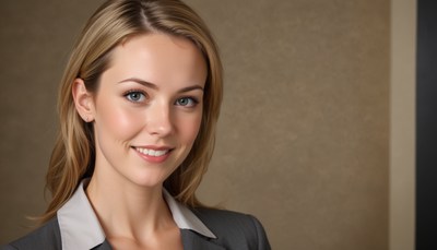 A woman with long, light brown hair smiles at the camera