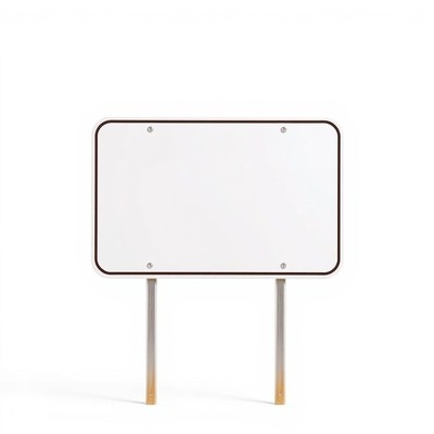 A blank sign stands on a white background